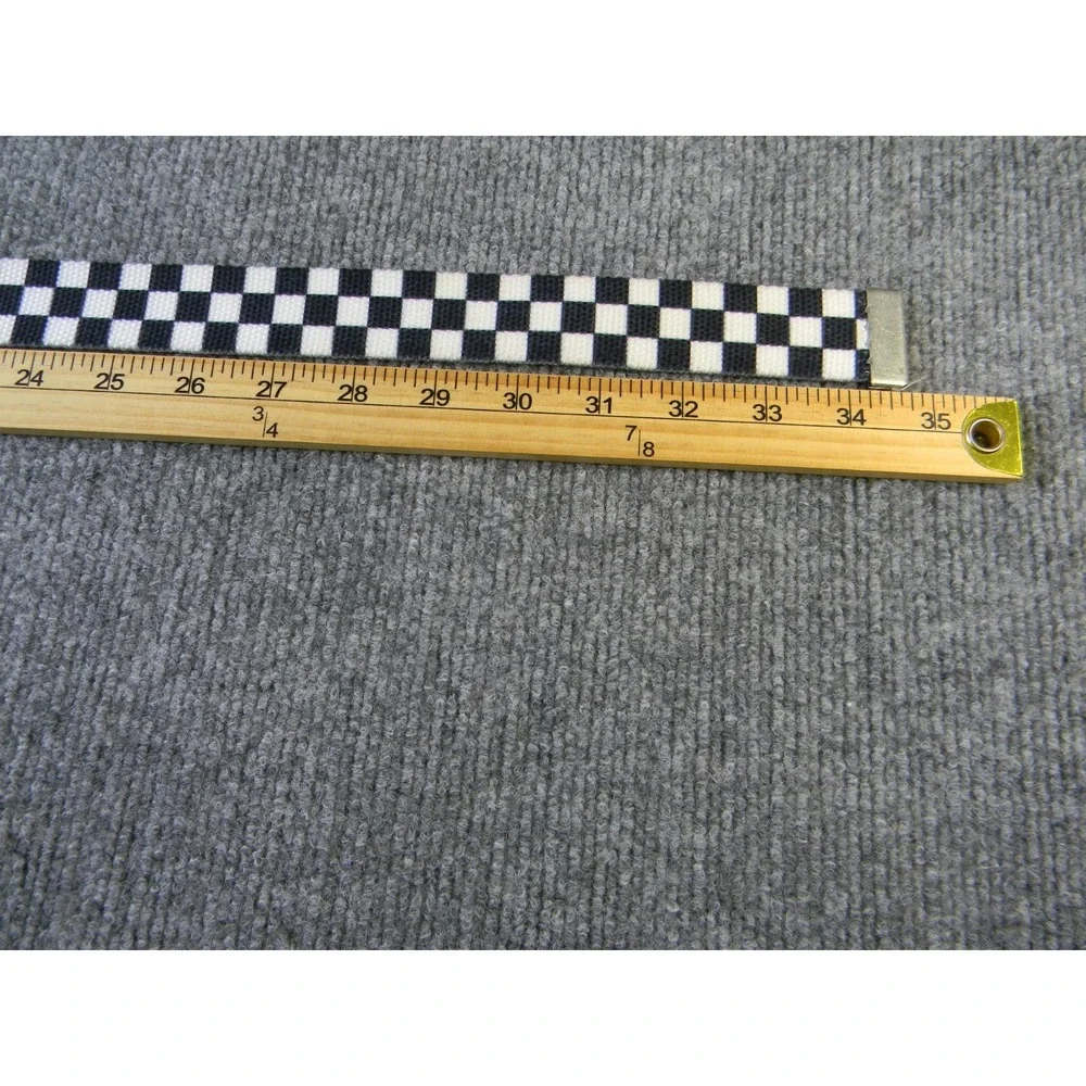 Brandy Melville Checkered Canvas Belt One Size Black White Silver Buckle Y2K